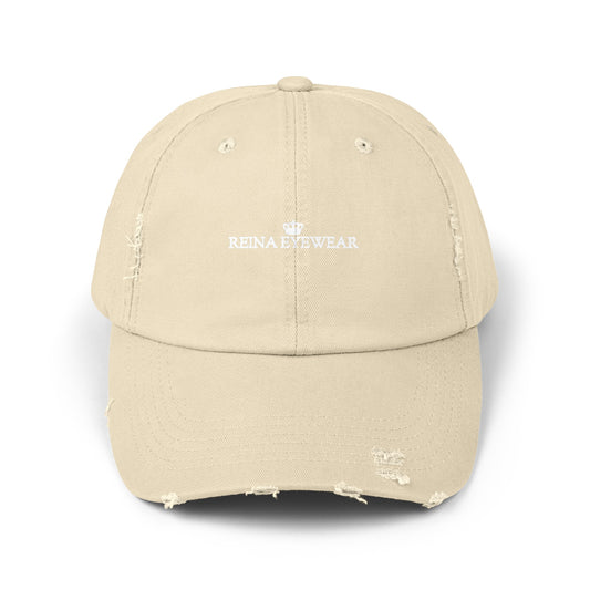 REINA DISTRESSED CAP (white logo)
